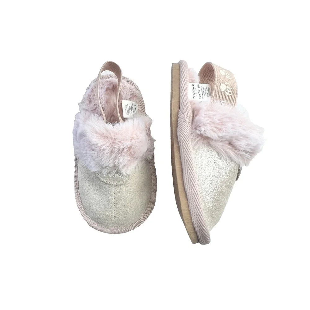 BEARPAW Pink Suede Slippers Size 2 Girl 6-12‎ Month Baby Clothing